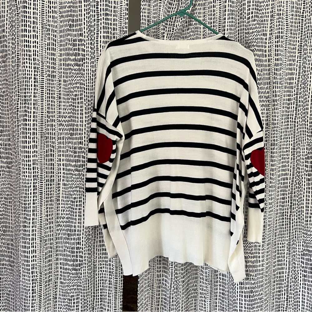 Mersea Valentines Sweater: Women’s Amour Sweater in Navy Stripe Heart